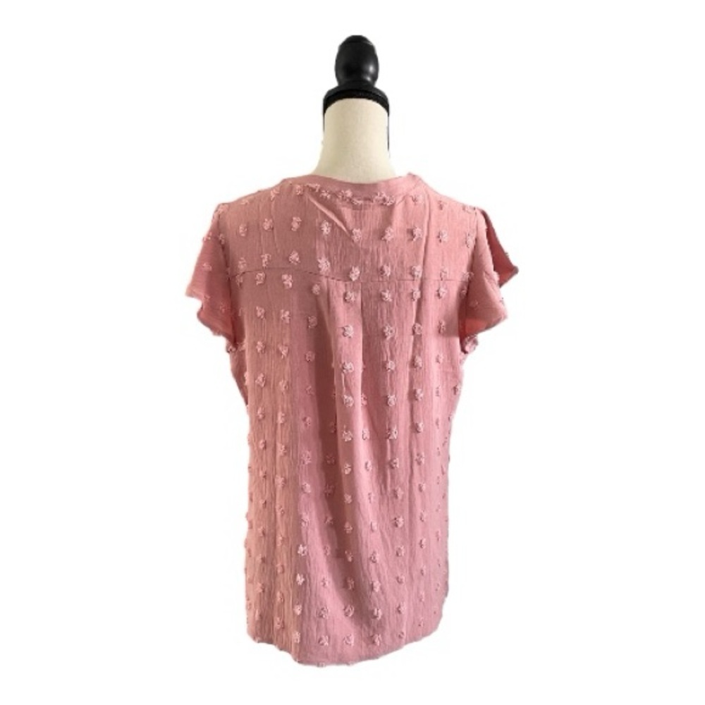 ♥️Merokeety♥️Pink Textured Blouse for Women Size (Med) - Picture 8 of 11
